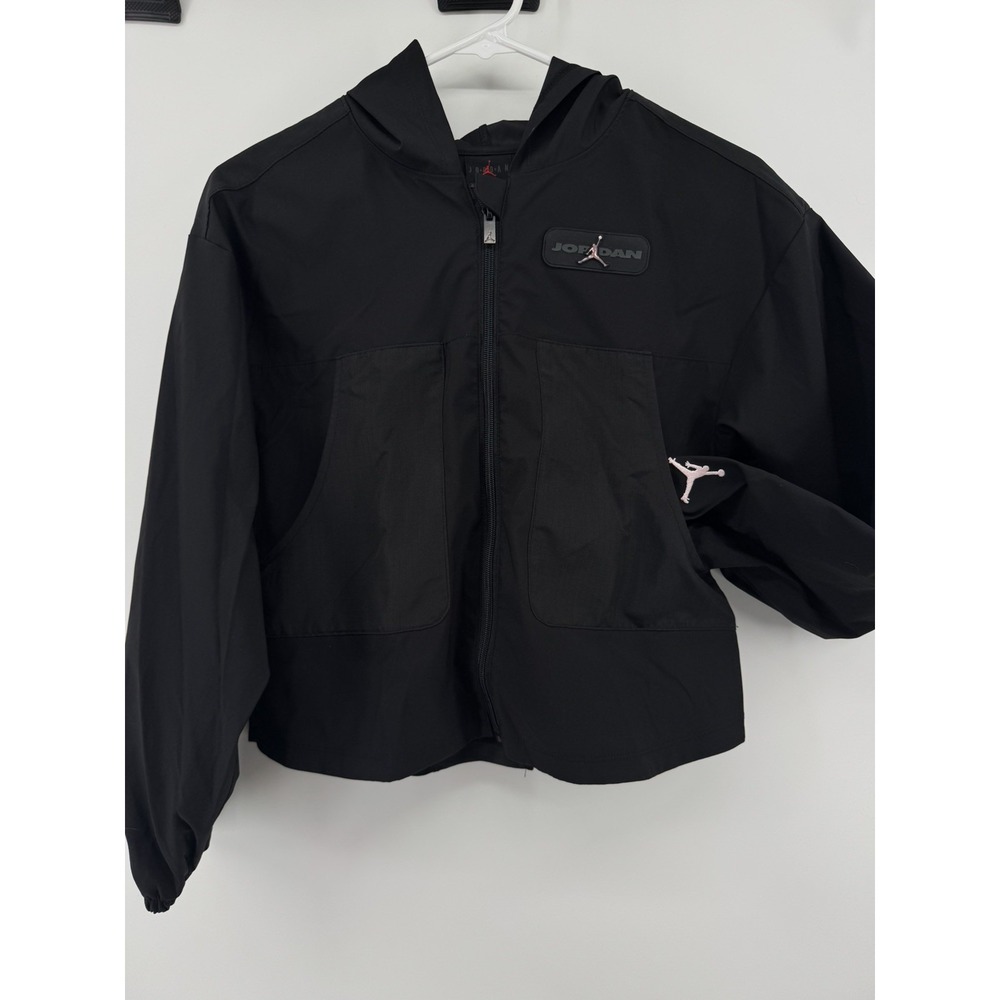NIKE JORDAN Girls Large 12-13 years Crafted Utility Woven Jacket Black NWT